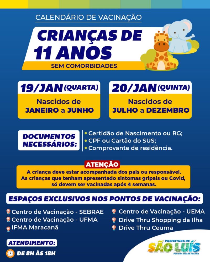 Prefeito Eduardo Braide anuncia ampliação da vacinação contra Covid-19 para crianças de 11 anos sem comorbidades em São Luís