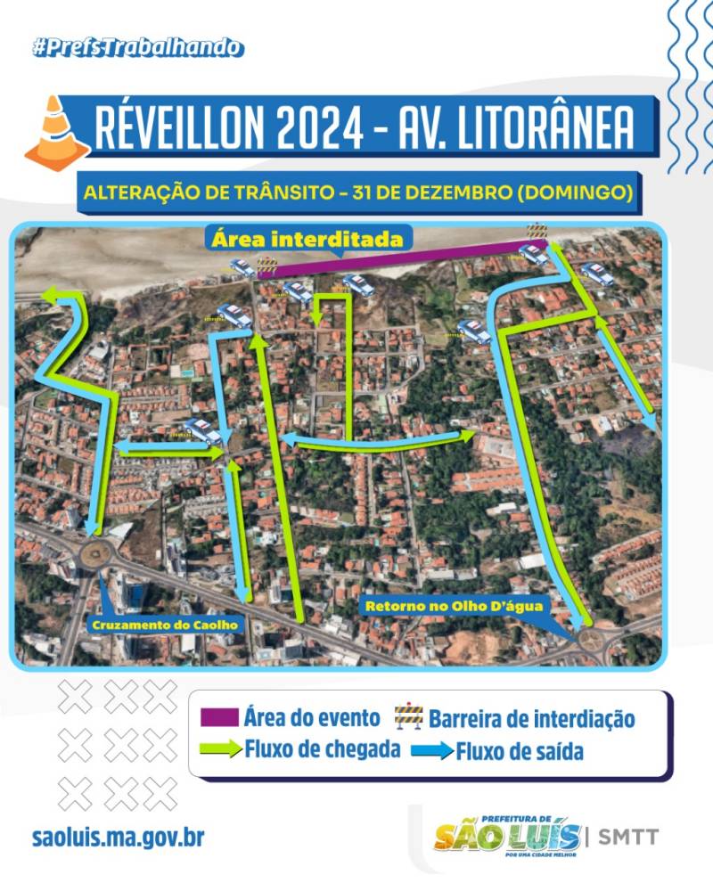 SMTT inicia operação de alteração no trânsito e amplia frota de ônibus em linhas especiais para o Réveillon 2024 nas praias de São Luís